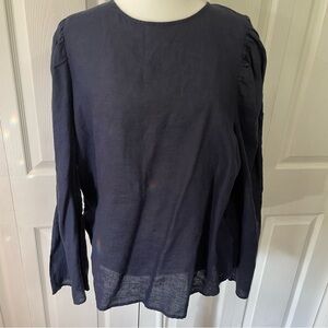HT Brand 100% Linen top in Navy Blue SZ XL